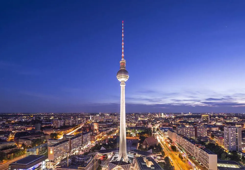 Berlin Television Tower Night City Image