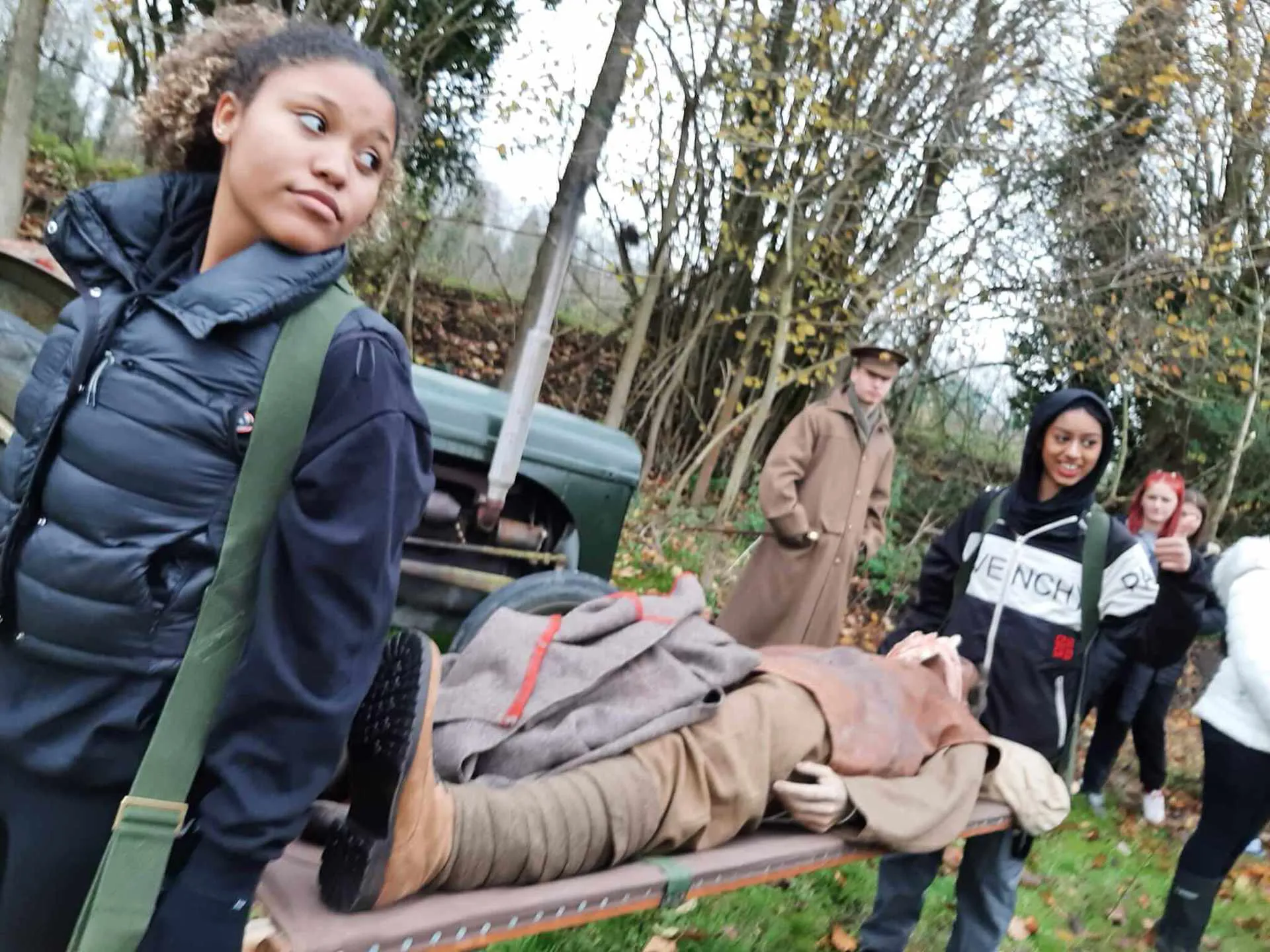 Stretcher Demonstration - Great War Huts, Suffolk, UK