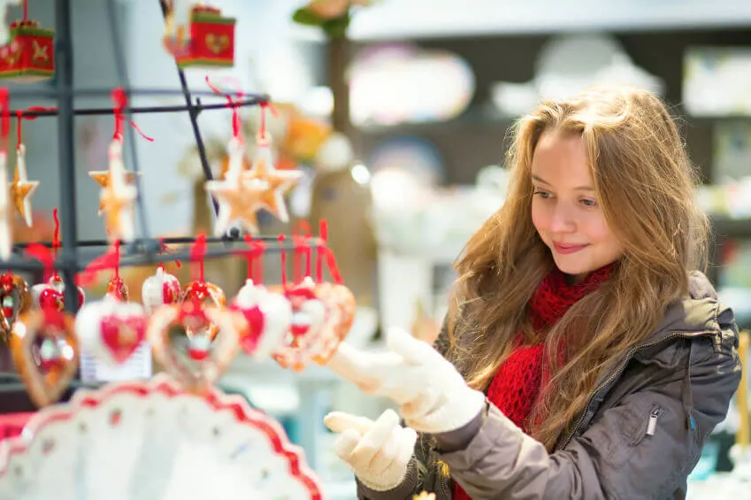 Christmas Markets Girl At Stall